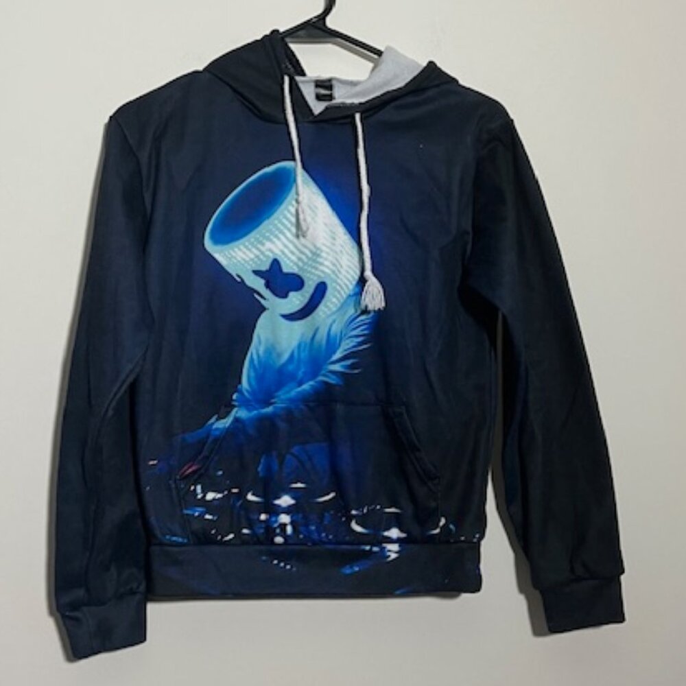Marshmello DJ All Over Graphics Mens Pullover Hoodie Size Small